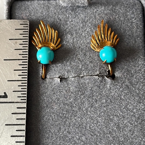 Turquoise clip-on earrings - Picture 2 of 4